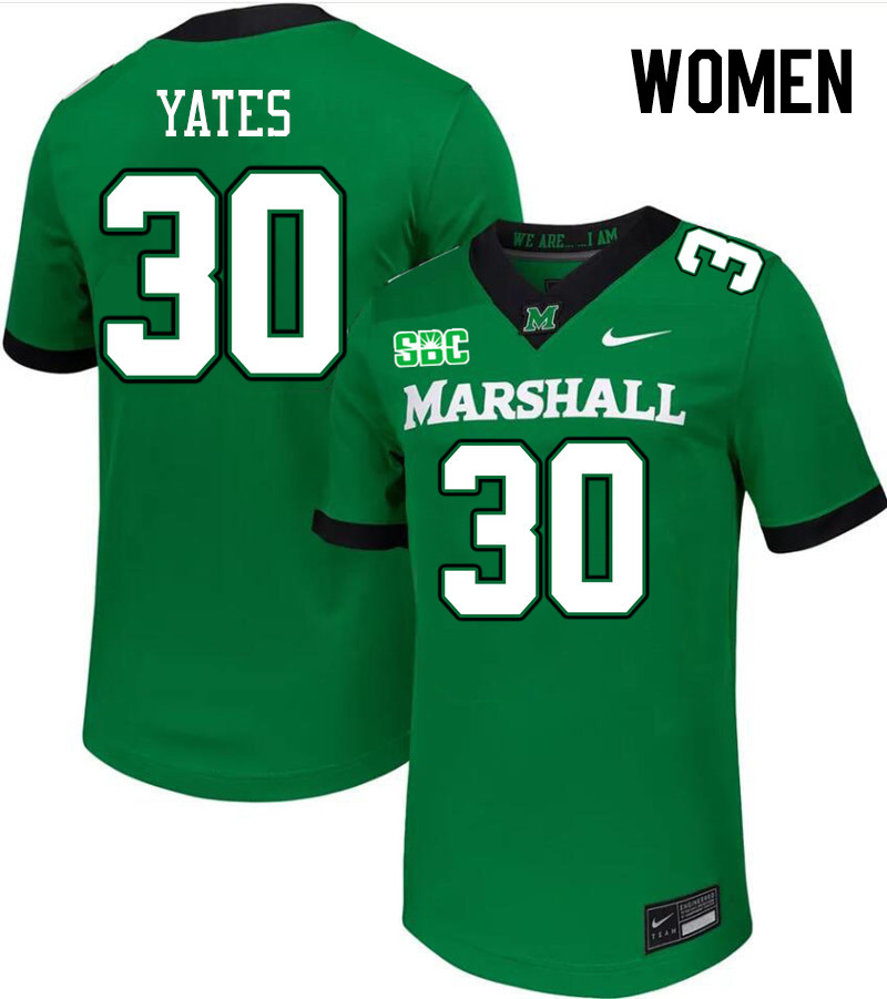 Women #30 Jaden Yates Marshall Thundering Herd SBC Conference College Football Jerseys Stitched-Gree